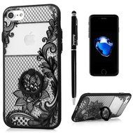 iPhone 7 Case (4.7 inch) - 360 Degree Rotating Ring Holder Kickstand Shockproof Soft TPU Skin Bumper Frame + PC... N6