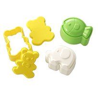 3pcs Set White Elephant Yellow Bear Green Fish Bento Lunch Box Sushi Rice Cutter Mold