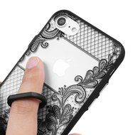 iPhone 7 Case (4.7 inch) - 360 Degree Rotating Ring Holder Kickstand Shockproof Soft TPU Skin Bumper Frame + PC... N8