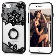 iPhone 7 Case (4.7 inch) - 360 Degree Rotating Ring Holder Kickstand Shockproof Soft TPU Skin Bumper Frame + PC... N12