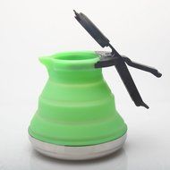 Life Boost Portable Foldable Silicone Tea Kettle Teapot Stainless Steel Base Extreme Heat Resistance &amp; Versatility-Green... N3