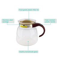 Tea Kettle, YIFAN 65 oz Stovetop Glass Kettle Heat-resistant Healthy Coffeepot for Gas Stove Radiant Cooker