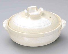 White Brush for 4-5 persons 11.4inch Donabe Japanese Hot pot White Ceramic Made in Japan