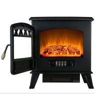Golden Vantage 20" 1500W Adjustable 5200 BTU Freestanding Portable 2 Setting Tempered Glass Electric Fireplace... N6