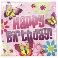 Hanna K. Signature Collection 40 Count Birthday Butterfly Paper Lunch Napkin