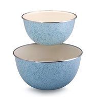 Paula Deen Signature Enamel on Steel 1.5-Quart and 3-Quart 2-Piece Mixing Bowl Set, Red Speckle N4