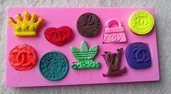 Design 234 Crown and Various Trade Markers Shape 3D Silicone Fondant Mold, Cake Decoration Tool, Food Grade Material