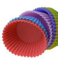 Silicone Alley, Reusable Silicone Baking Cups, Cupcake Liners, Muffin Molds, Set of 12, 6 colors N2