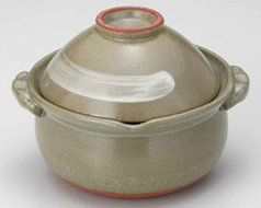White-Brush Kyoto for 1-2 persons 6.7inch Donabe Japanese Hot pot Grey Ceramic Made in Japan