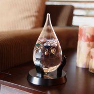 Lily's Home Tear Drop Shaped Glass Galileo Thermometer with 5 Multi Colored Spheres N2