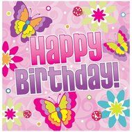 Hanna K. Signature Collection 40 Count Birthday Butterfly Paper Lunch Napkin N3