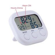 Momoday Mini Indoor/Outdoor Digital LCD Thermometer Hygrometer Clock Temperature Humidity Meter Gauge(White) N3