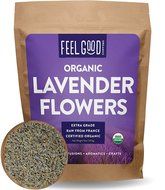 Organic Lavender Flowers (Extra Grade - Dried) - 4oz Resealable Bag - 100% Raw From France - by Feel Good Organics N11