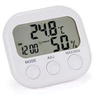 Momoday Mini Indoor/Outdoor Digital LCD Thermometer Hygrometer Clock Temperature Humidity Meter Gauge(White) N4