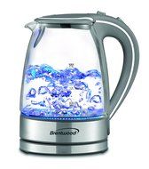Electric Water Kettle- Brentwood Appliances KT-1900GRY - BPA Free Tempered Glass Kettle w/ LED Light - 1.7-liter...