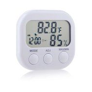 Momoday Mini Indoor/Outdoor Digital LCD Thermometer Hygrometer Clock Temperature Humidity Meter Gauge(White) N5