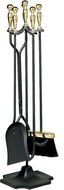 UniFlame 5-Piece F-3189 Fire Set, Polished Brass and Black