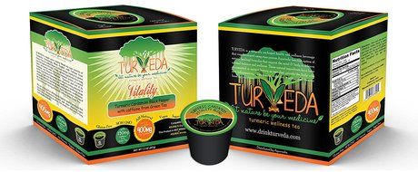 Turveda Turmeric Cardamom Black Pepper Vitality Tea, Single Serve Cups, 15 Count