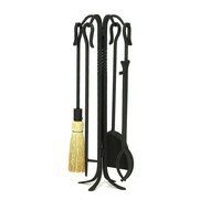 4 Piece Shepherd's Hook III Wrought Iron Fireplace Tool Set Size: 26.5" H