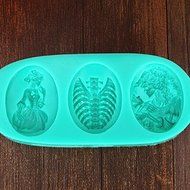 "Halloween Skeleton Skull Witch Styling Fondant Cake Mold Silicone Chocolate Candy Jelly Mould" shopping N4