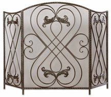Uttermost 50" Inch Effie Fireplace Screen Distressed, Aged Black w/ Chestnut Brown Undertones