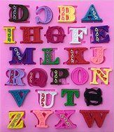 Decorated Letters Alphabet 26 Cav Silicone Mold for Fondant Chocolate Crafts N2