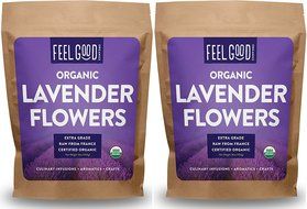 Organic Lavender Flowers (Extra Grade - Dried) - 4oz Resealable Bag - 100% Raw From France - by Feel Good Organics N12