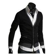 Yaheeda Men&#039;s Autumn Casual Long Sleeve Slim Fit Knitted Shawl Collar V-Neck Cardigan