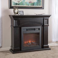 Klay Dark Walnut Finish Electric Fireplace Insert Mantel &amp; Remote N3