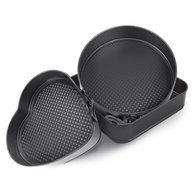 Springcake | Heavy gauge Carbon coated Steel Nonstick Springform Cake Pan, Set of 3 (Square 10in, Round 9.8in,... N4