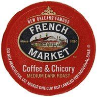 French Market Coffee Single Serve Cups, Medium-Dark Roast With Chicory, 12 count