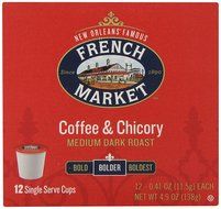 French Market Coffee Single Serve Cups, Medium-Dark Roast With Chicory, 12 count N2