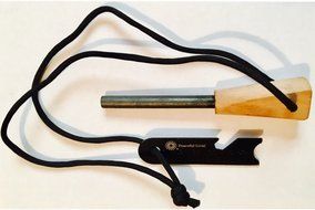 Peaceful Livin&#039; Magnesium Fire Starter with Wood Handle and Steel Striker/Ruler/Bottle Opener - Ferrocerium Ferro... N3