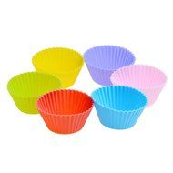 Silicone Alley, Reusable Silicone Baking Cups, Cupcake Liners, Muffin Molds, Set of 12, 6 colors N6