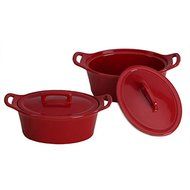 Bakeware/ Ceramic Bakeware, Oval Casserole Quality Stoneware Dish with Lid Bakeware (Set of 2) 1179125. 8.25 in...