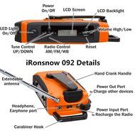 [Upgraded] iRonsnow IS-092 [2000mAh Power Bank+1W flashlight] Weather radio Solar Hand Crank AM/FM/WB NOAA Radio... N25
