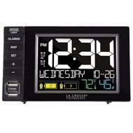 La Crosse Technology Dual Alarm Clock with 2 USB Charging Ports - Black