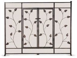 Pilgrim Home and Hearth 19331 Napa Forge Leaf and Vine Flat Screen with Doors, Brushed Bronze finish