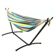 Sunnydaze Premium 100 % Natural Tightly Woven Cotton Double Brazilian Hammock and Stand Set, Ocean View, 400 Pound...