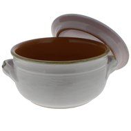 French Home 1.25-quart White Stoneware Two Handle Lidded Pot