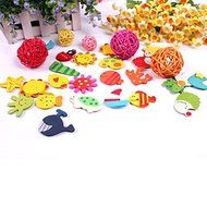 ASDOMO Colorful Kid Baby Wood Cartoon Fridge Magnet Child Educational Toy 1 Set 12 PCS Colors Sent at Random N4