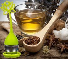 Lotus Flower Loose Leaf long-handled Tea Infuser - Genuine Best Tea Scoop Strainer for Herbal, Weight-Loss, Detox... N11