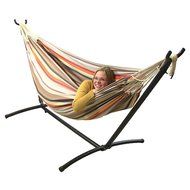 Sunnydaze Premium 100 % Natural Tightly Woven Cotton Double Brazilian Hammock and Stand Set, Ocean View, 400 Pound... N6