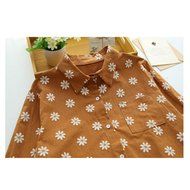 KAKA(TM) Girl Women Spring Autumn Long Sleeve Blouses Printing Flower Shirt White M