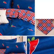 Yaheeda 4 Pcs Duvet Cover Quilt Cover Bedding Set bed Sheet Set,Blue Grid,1.8m/6ft