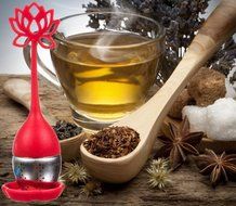 Lotus Flower Loose Leaf long-handled Tea Infuser - Genuine Best Tea Scoop Strainer for Herbal, Weight-Loss, Detox... N13