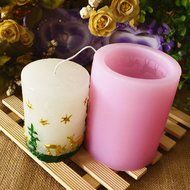 "Silicone Christmas Cylindrical Shape Candle Mold Decoration Fondant Cake Chocolate Jelly Baking" shopping