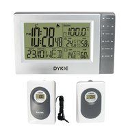 DYKIE RS8718SN Wireless Weather Station with 2 Transmitters Digital Alarm Clock Indoor/Outdoor Thermometer Hygrometer N3