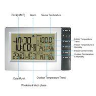 DYKIE RS8718SN Wireless Weather Station with 2 Transmitters Digital Alarm Clock Indoor/Outdoor Thermometer Hygrometer N4