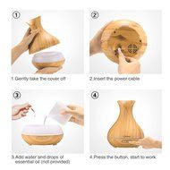 Litake 400ml Cool Mist Air Humidifier Ultrasonic Aroma Essential Oil Diffuser Wood-Grain Whisper Quiet Operation...